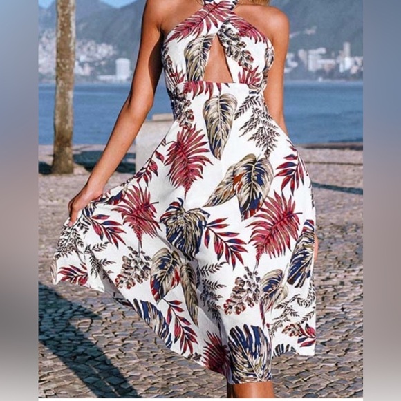 Cupshe Kara Tropical Halter Dress Size XS New with tags - Picture 11 of 11